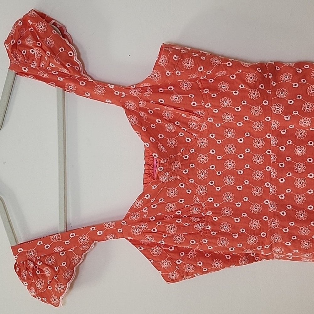 Betsey Johnson Y2K Ditsy Eyelet Bustier Coral Pink Baby Doll Dress Romantic Sz M - Picture 7 of 16
